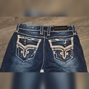 Rock Revival Kai Bootcut Jeans Women's 27 Dark Wash Embroidered Stretch